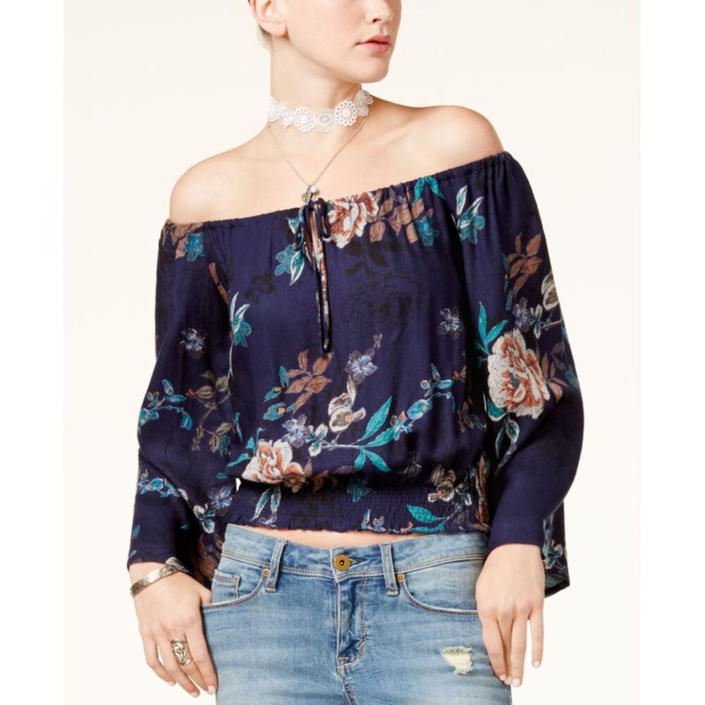 American Rag Juniors Printed Off The Shoulder Crop Top